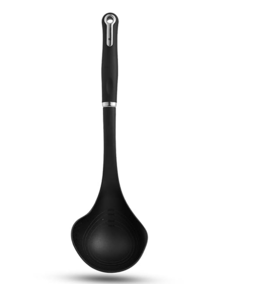 BERGNER Master Pro 2-in-1 Nylon Soup Ladle for Cooking (Black)